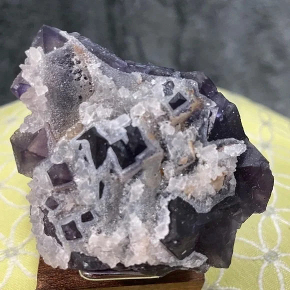 SUGAR CALCITE COATED RAINBOW FLUORITE- 3” STUNNING GREEN, BLUE PURPLE- GEMSTONE